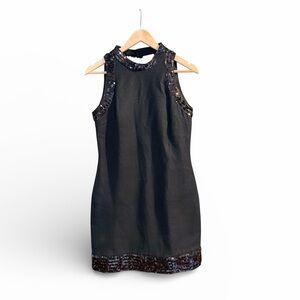 Mango Black Sequin-Trim Mini Dress